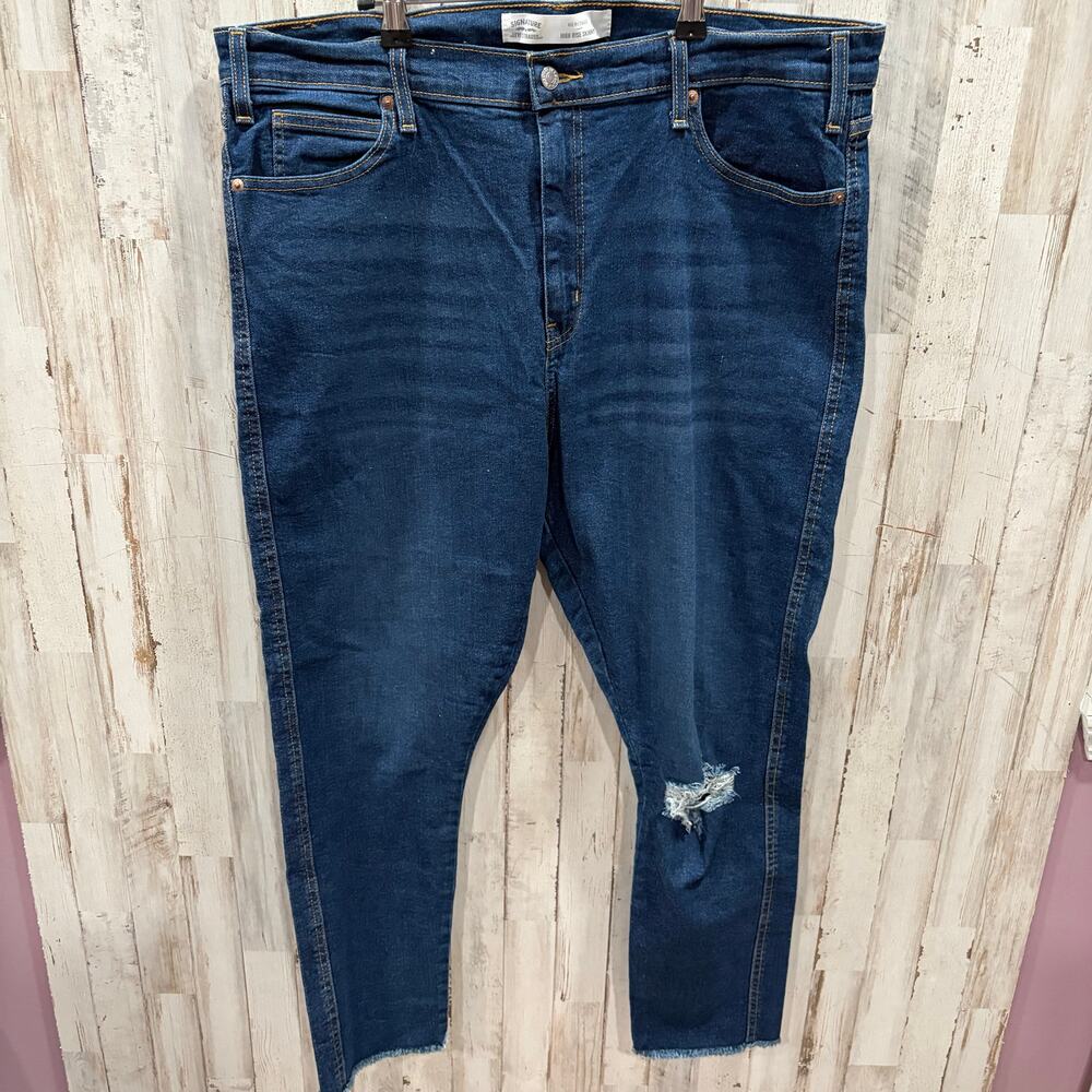 Signature Levi Strauss Heritage High Rise Skinny Distressed Jeans Womens 20/35